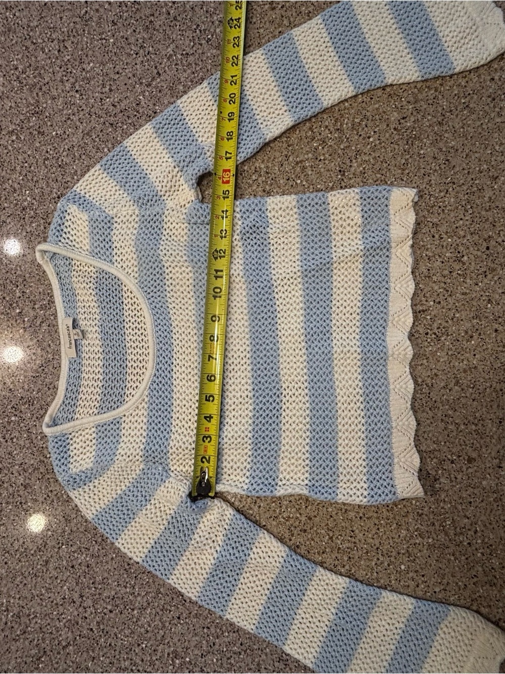 Francesca's Collections Light Blue and White Striped Scoop Neck Sweater